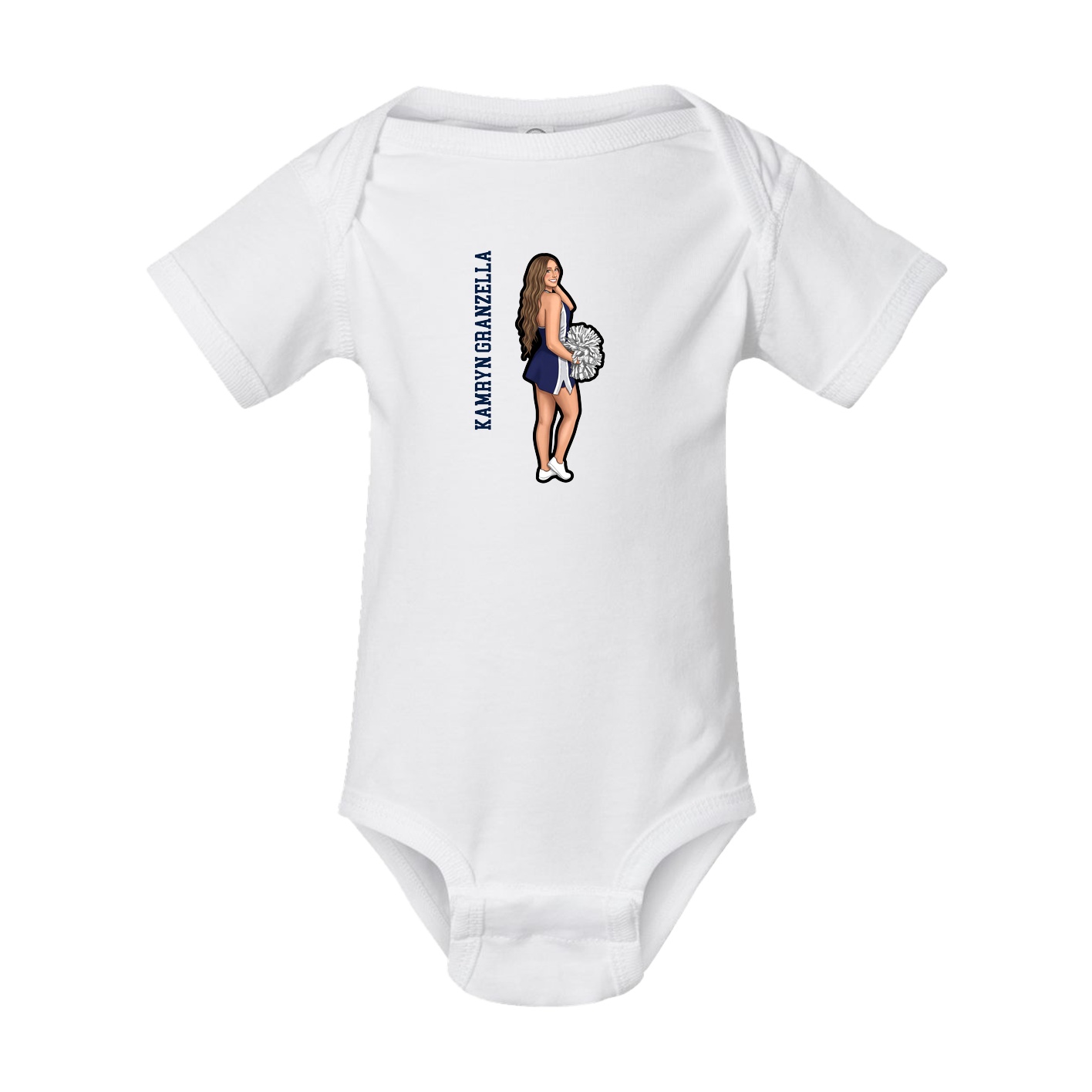 Baby Onesie — Name Vertical in White