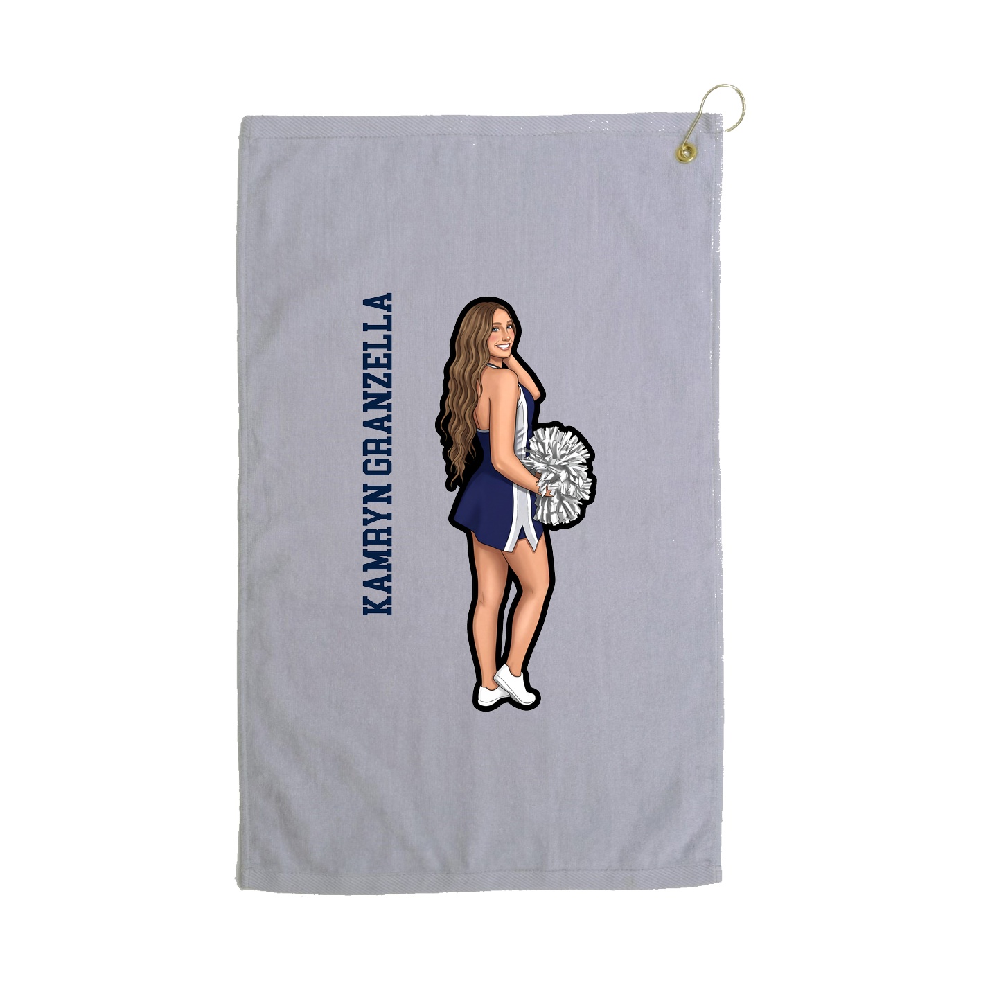 Golf Towel — Name Vertical in Grey