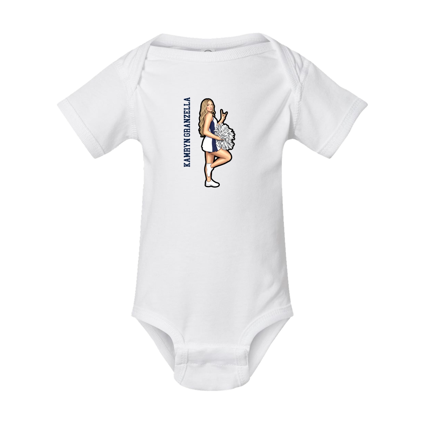 Baby Onesie — Name Vertical in White