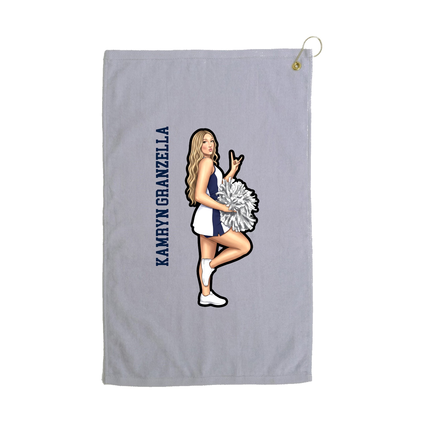 Golf Towel — Name Vertical in Grey