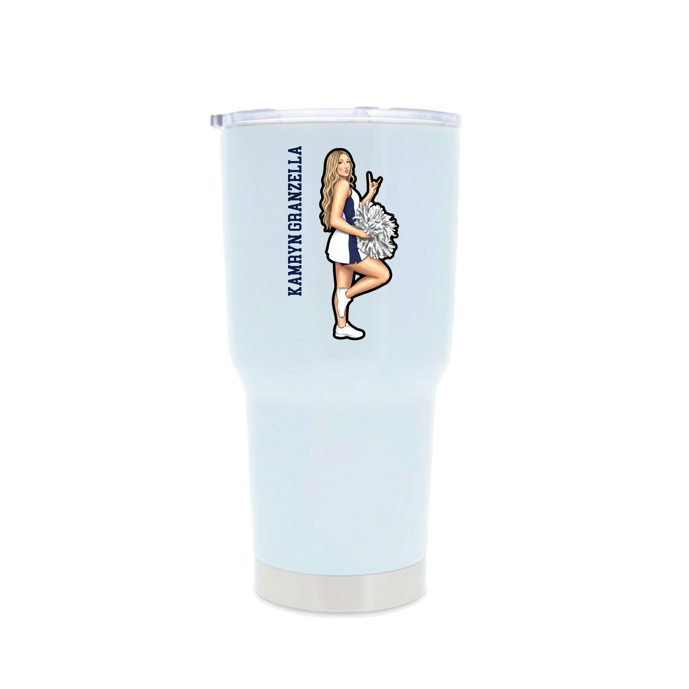 30oz Stainless Steel Tumbler — Name Vertical in White