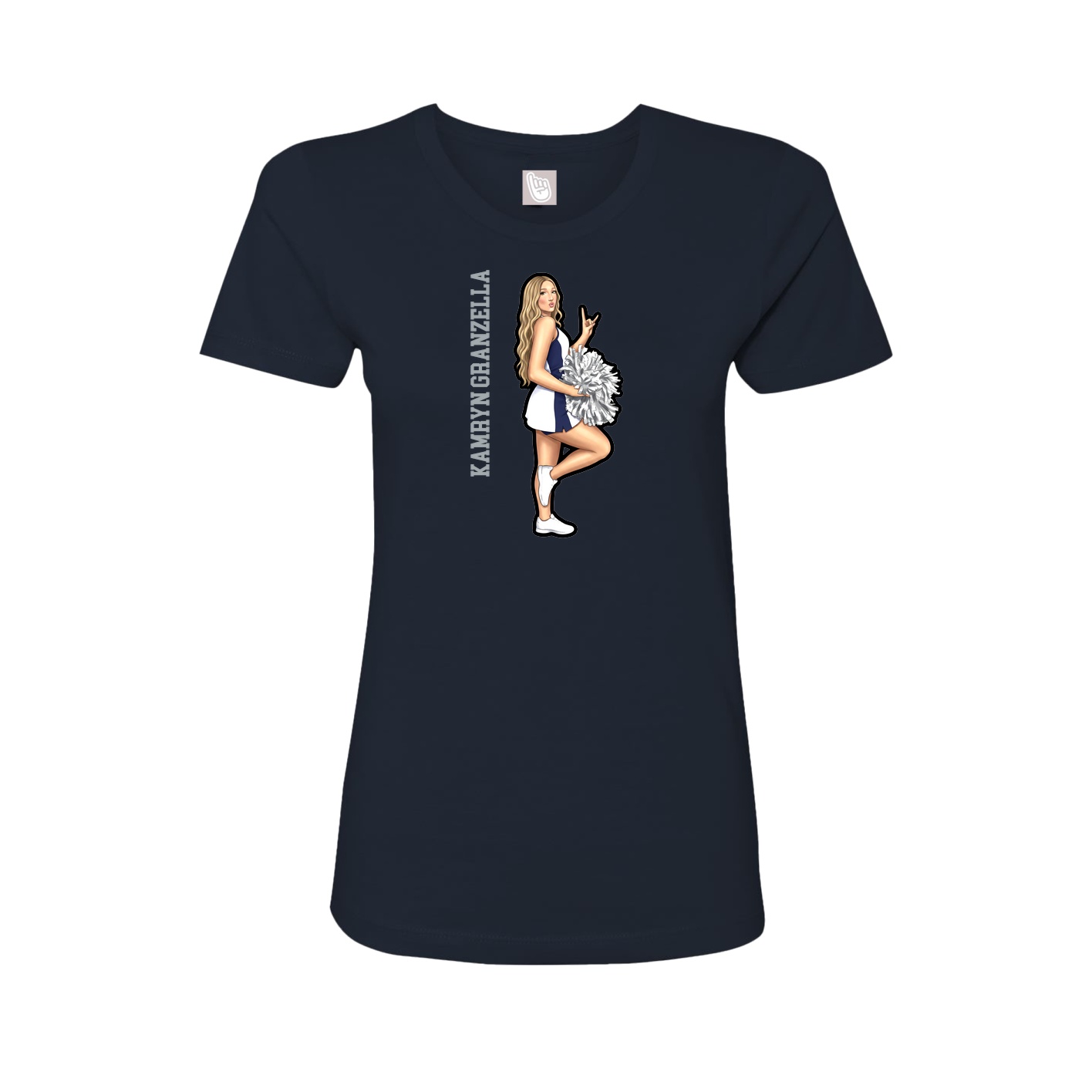 Womens Tee — Name Vertical in Navy