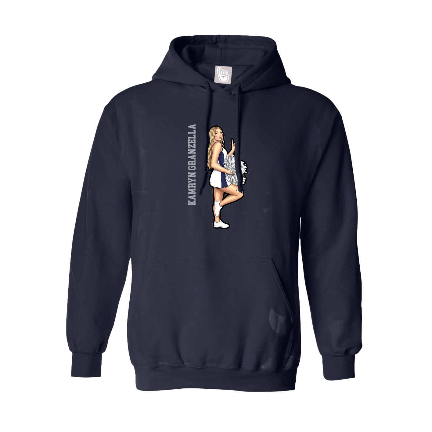 Youth Hoodie — Name Vertical in Navy