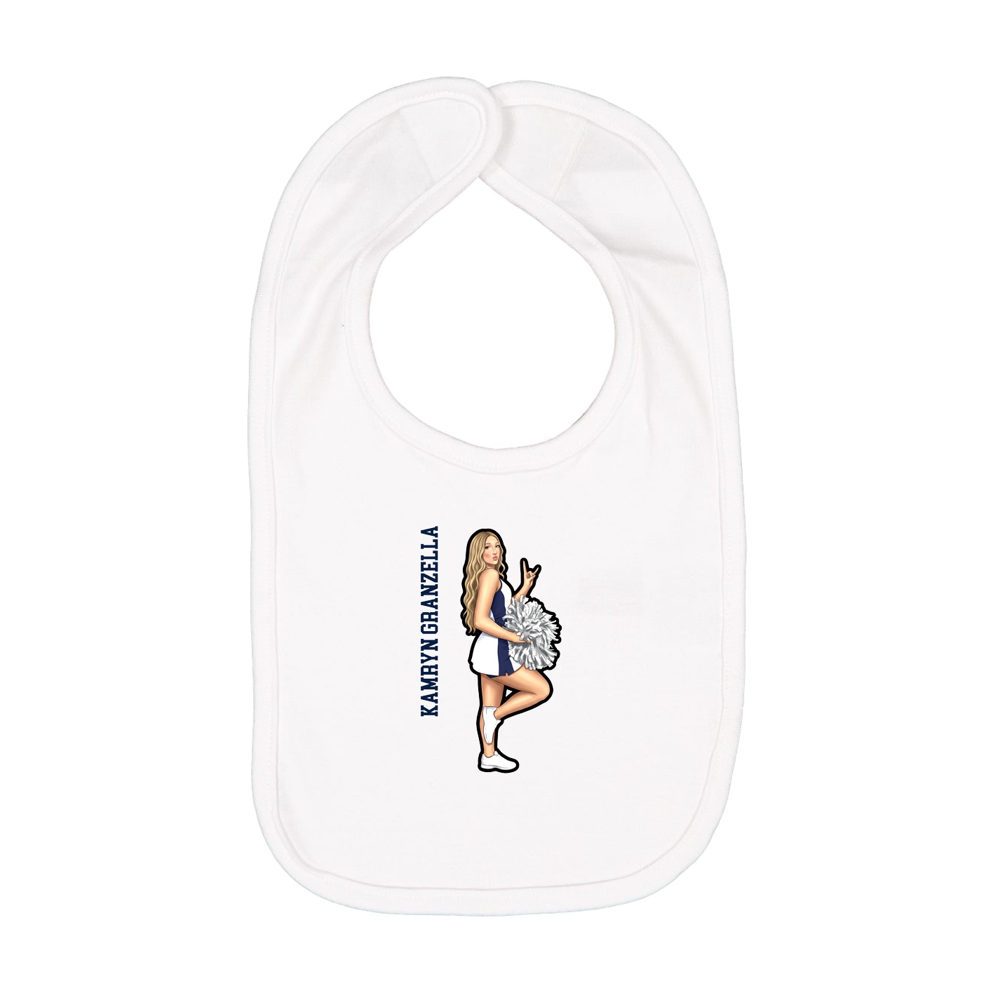 Infant Bib — Name Vertical in White