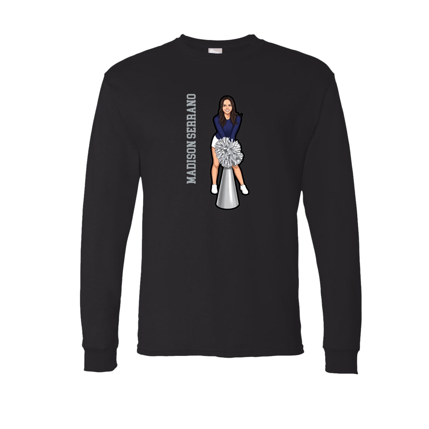 Long Sleeve Tee — Name Vertical in Black