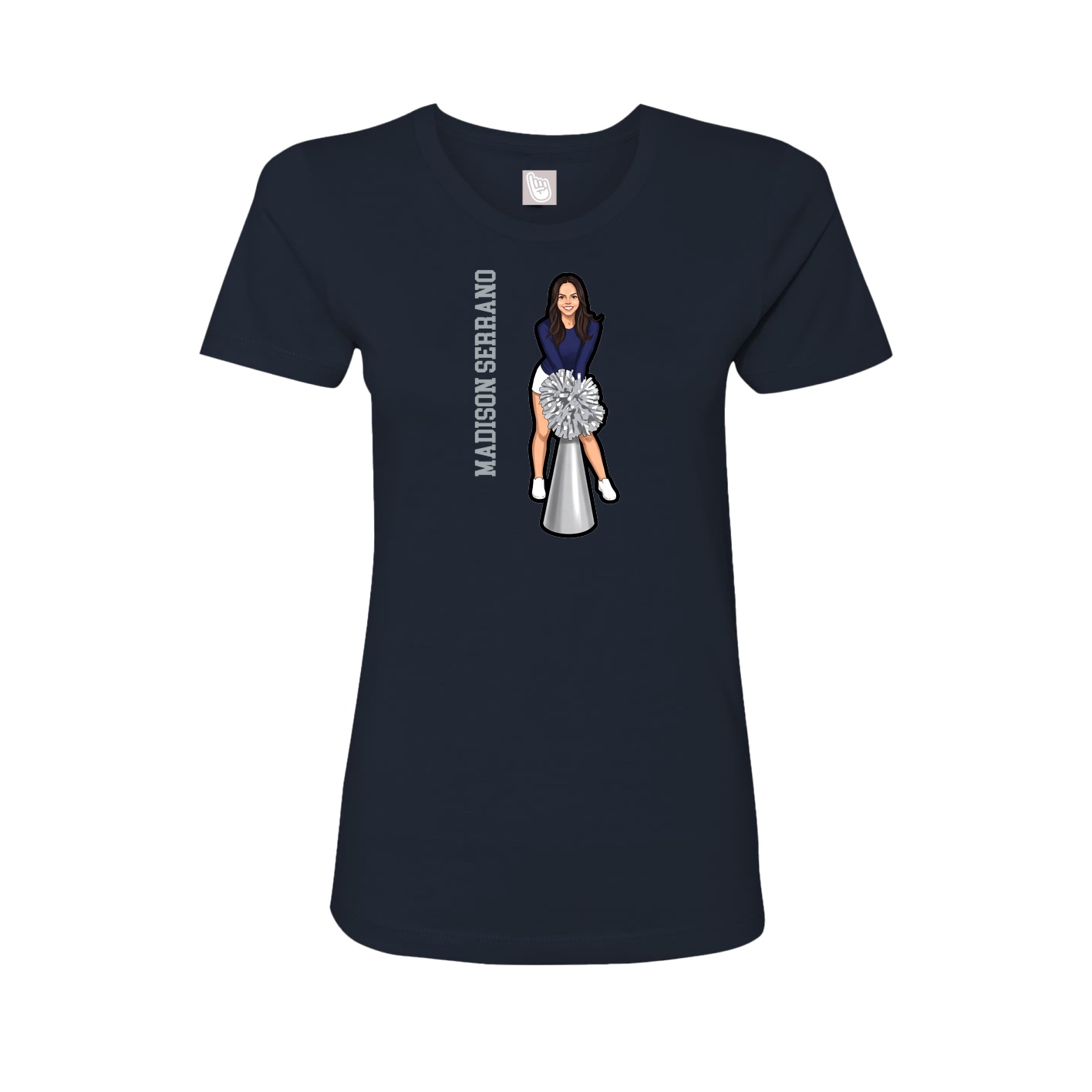 Fitted Women's Tee — Name Vertical in Navy