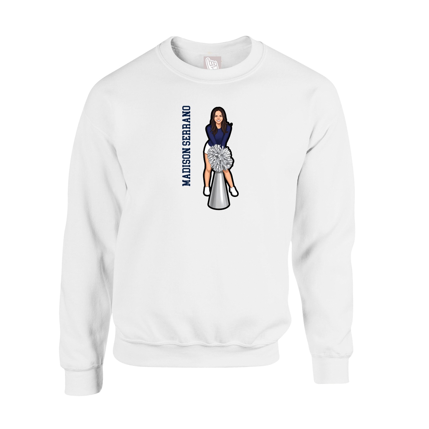 Fleece Crew — Name Vertical in White