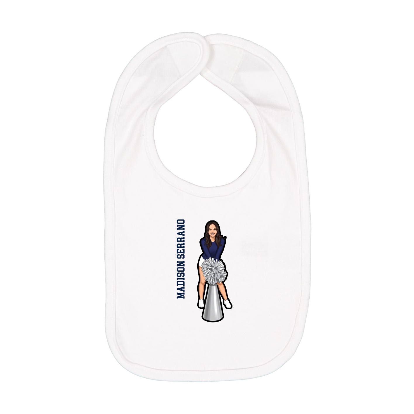 Infant Bib — Name Vertical in White