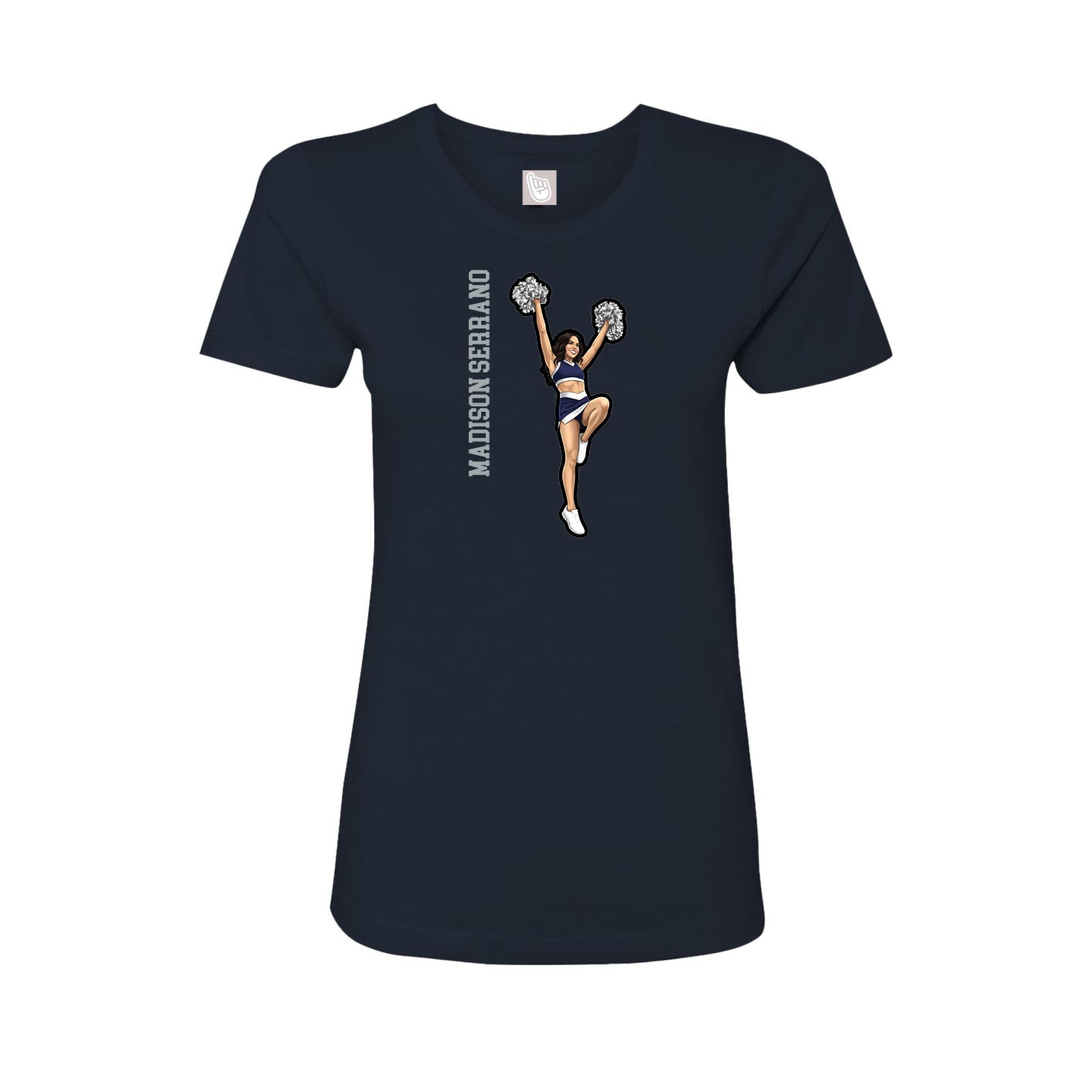 Fitted Women's Tee — Name Vertical in Navy