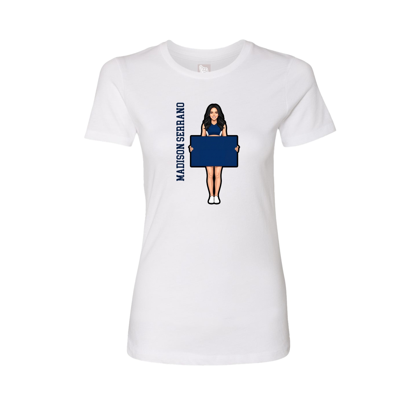 Fitted Women's Tee — Name Vertical in White