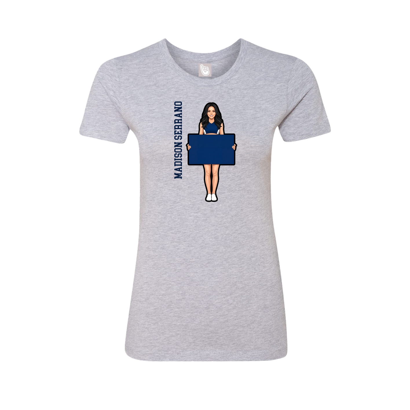 Womens Tee — Name Vertical in Grey