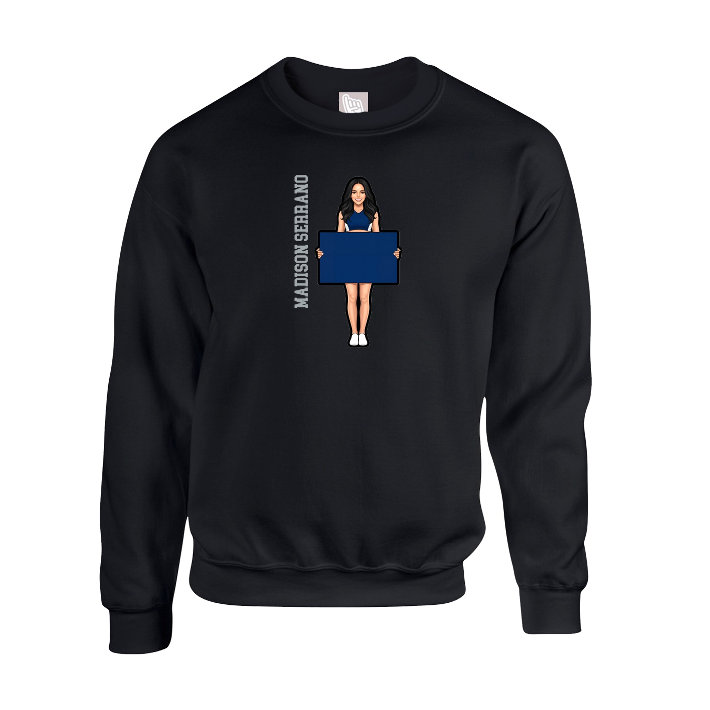 Fleece Crew — Name Vertical in Black