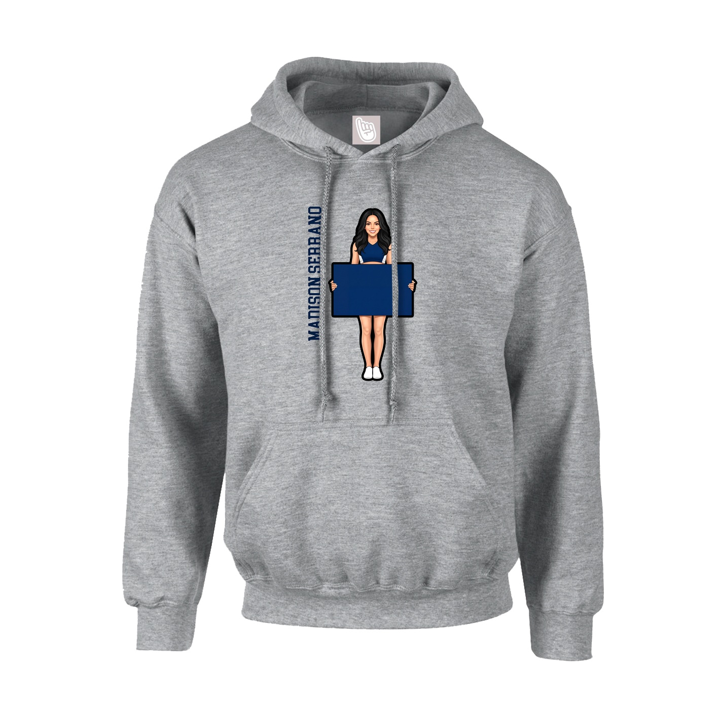 Youth Hoodie — Name Vertical in Grey