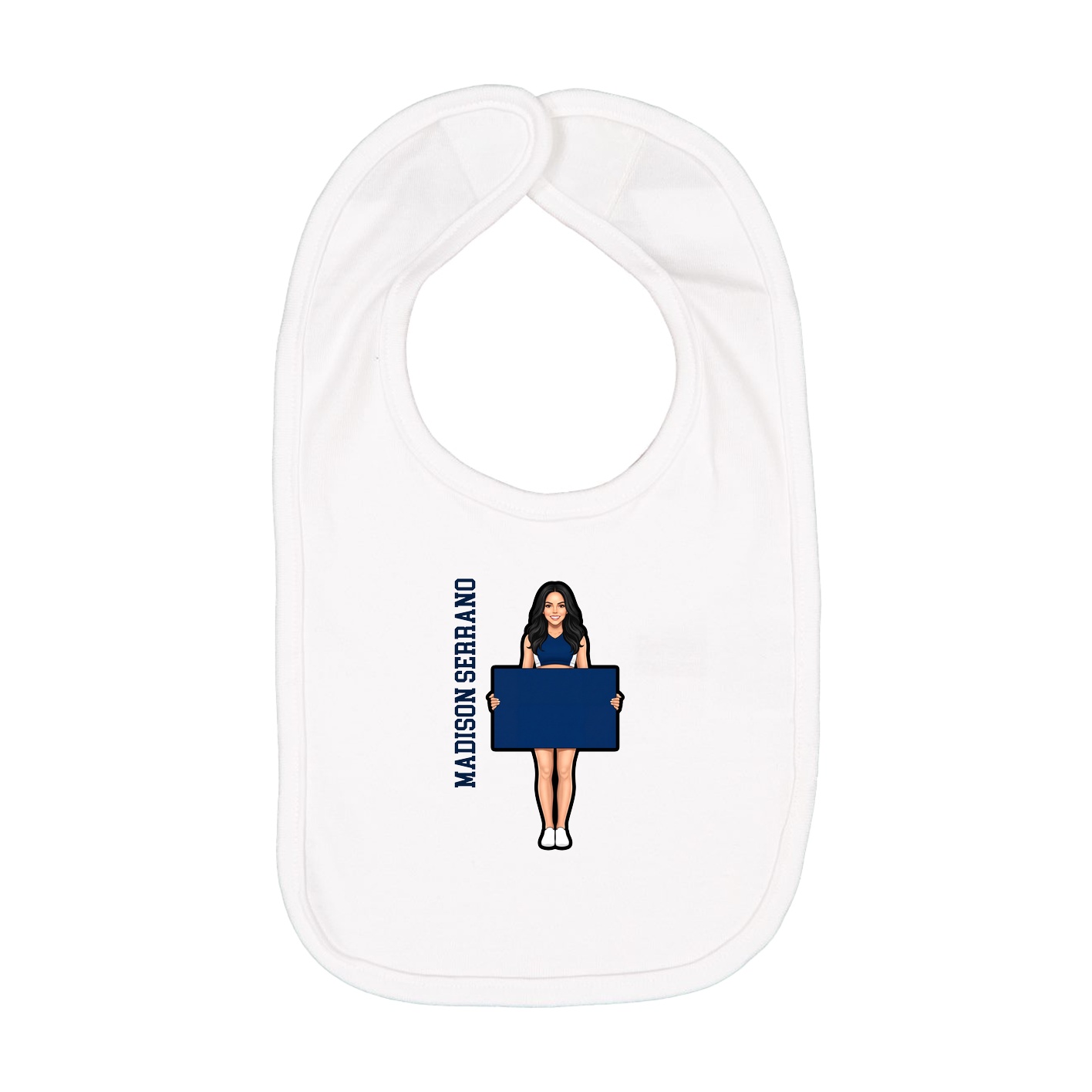 Infant Bib — Name Vertical in White