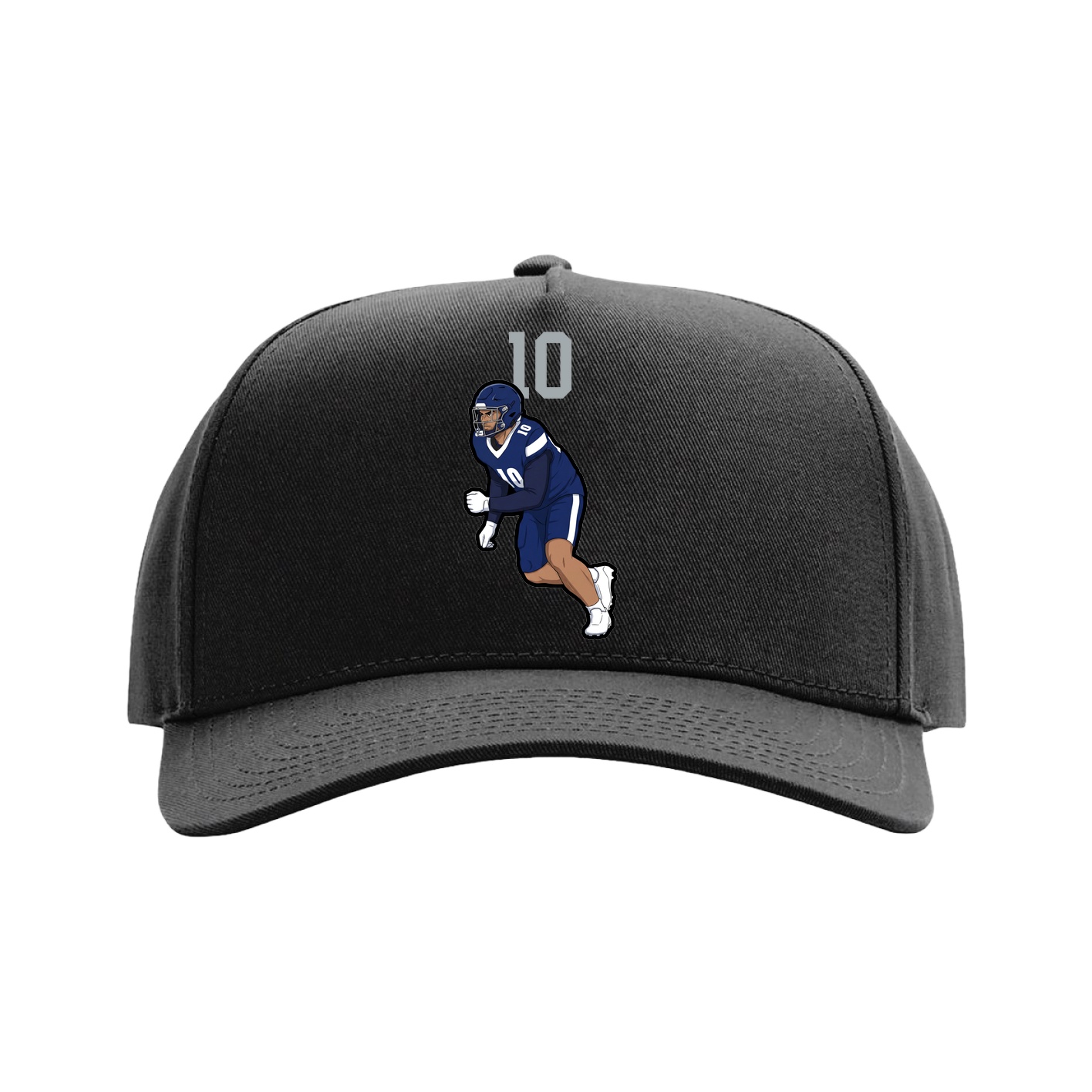 Full Fabric Five-Panel Champ Cap — Number Top in Black