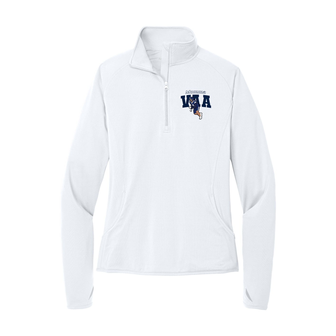 Women's Q-Zip Pullover — Mothers Day Block in White