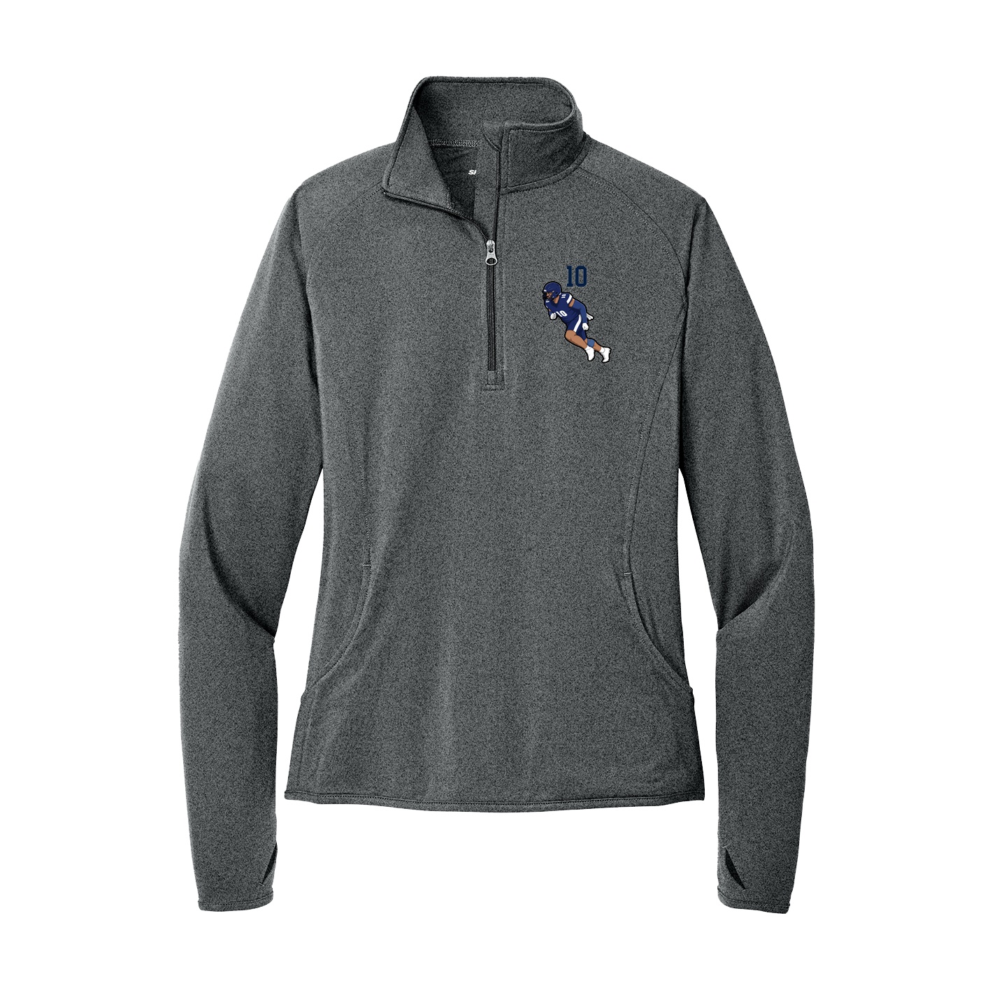 Women's Q-Zip Pullover — Number Top in Grey