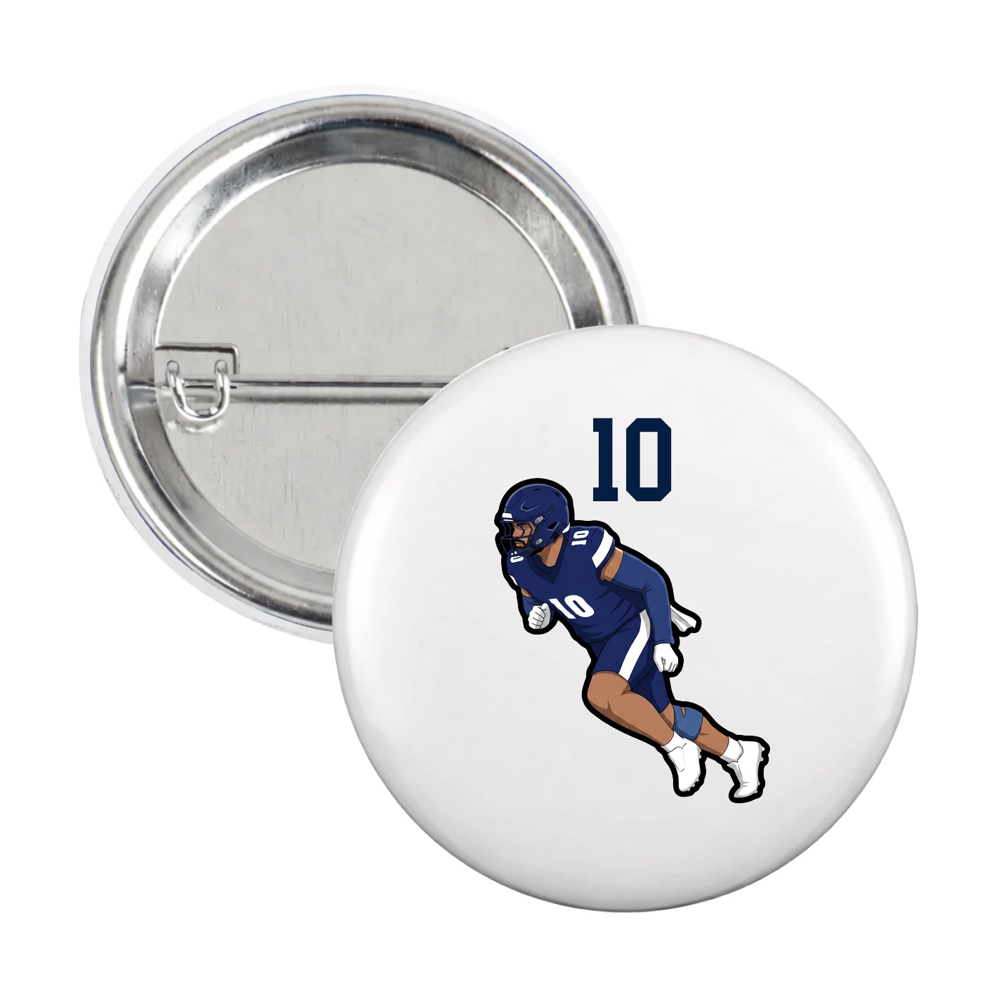 Game Day Button — Number Top in White