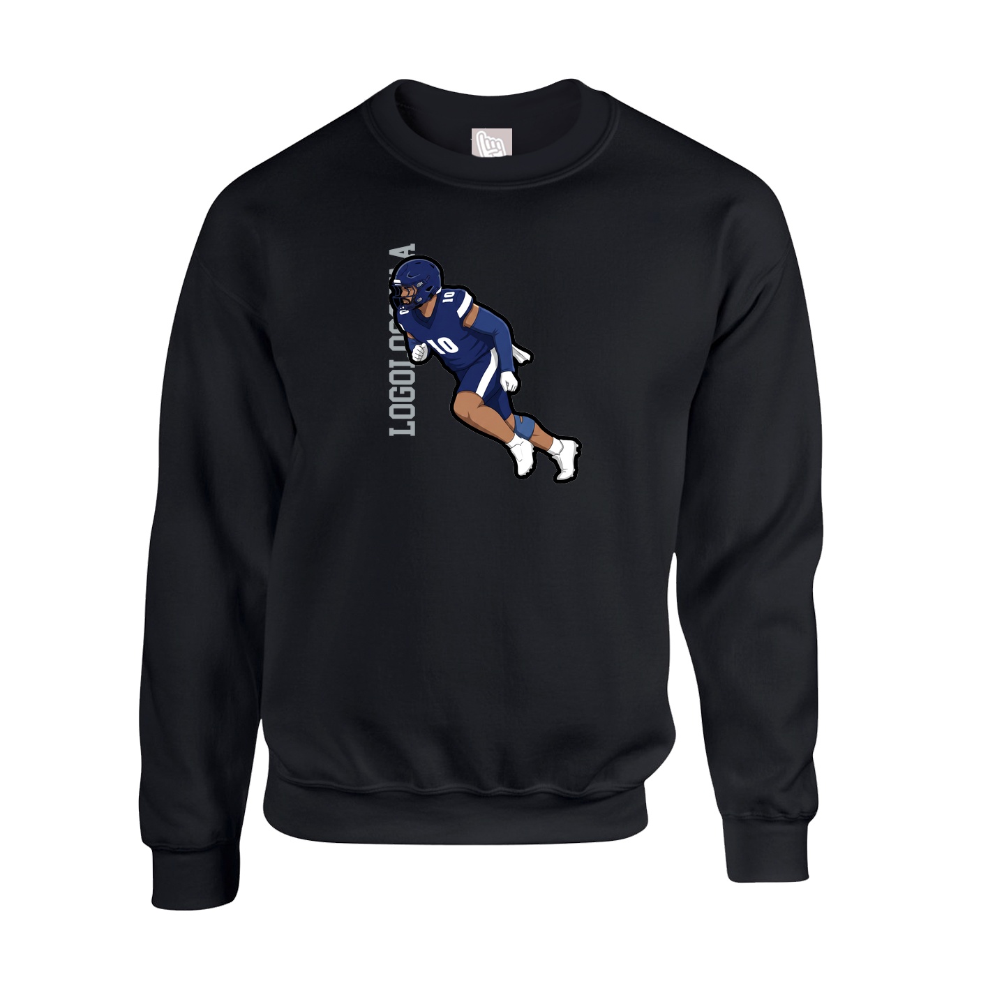 Fleece Crew — Name Vertical in Black