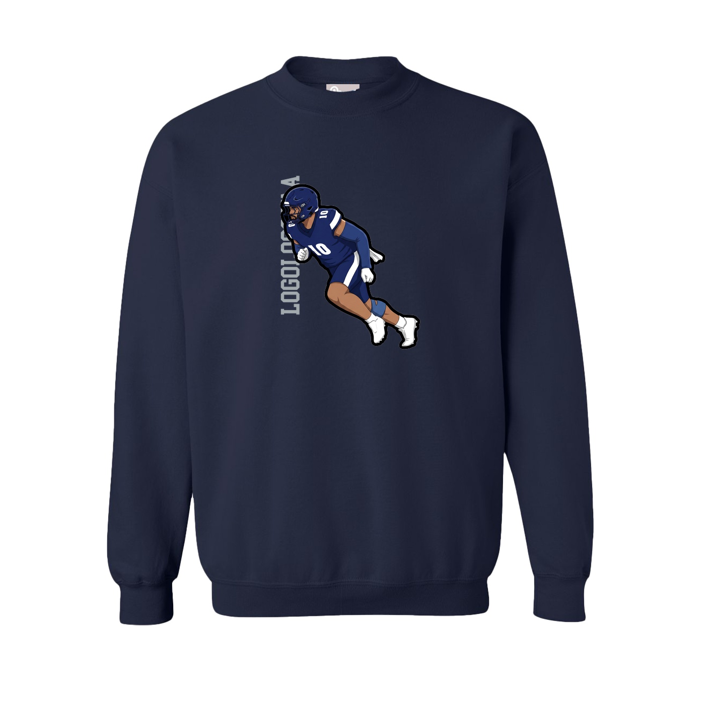 Fleece Crew — Name Vertical in Navy