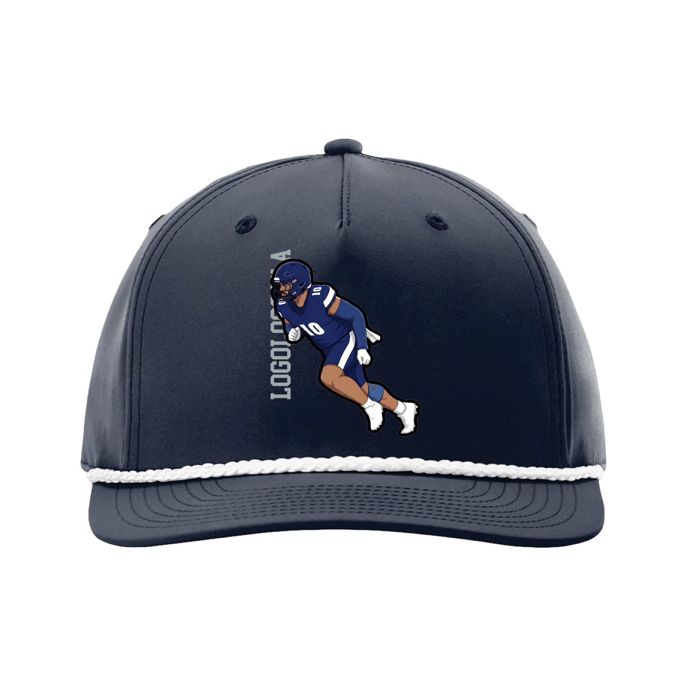 Five-Panel Classic Rope Cap — Name Vertical in Navy