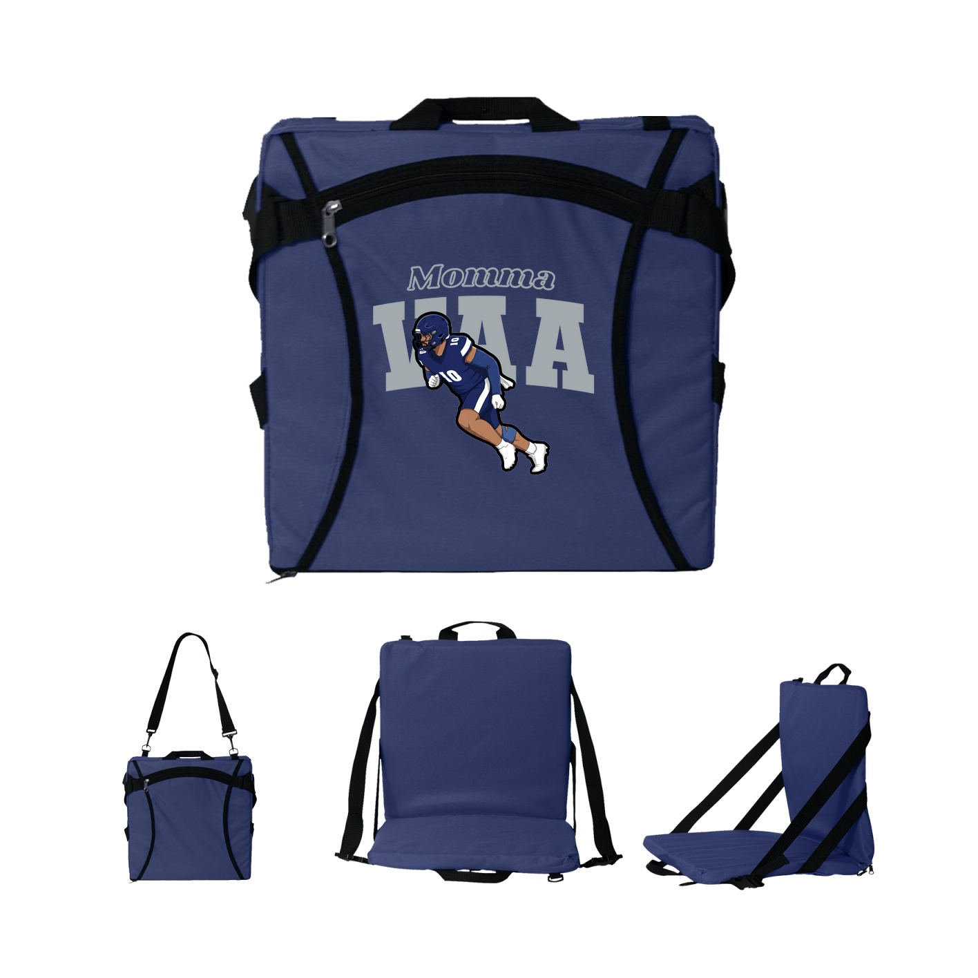 Folding Stadium Seat — Mothers Day Block in Navy