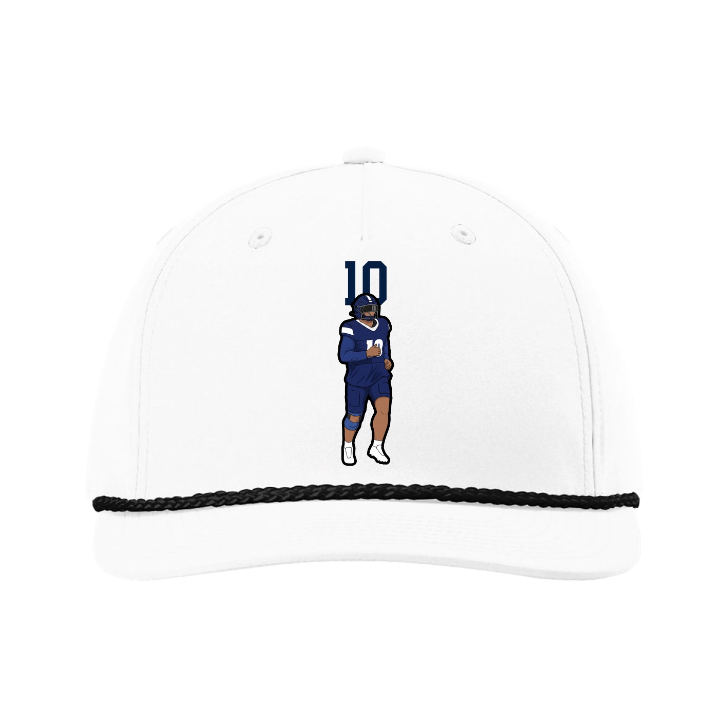 Five-Panel Classic Rope Cap — Number Top in White
