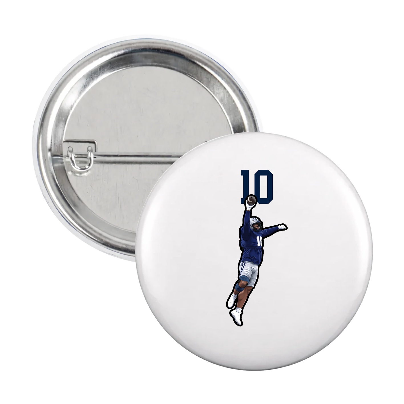 Game Day Button — Number Top in White