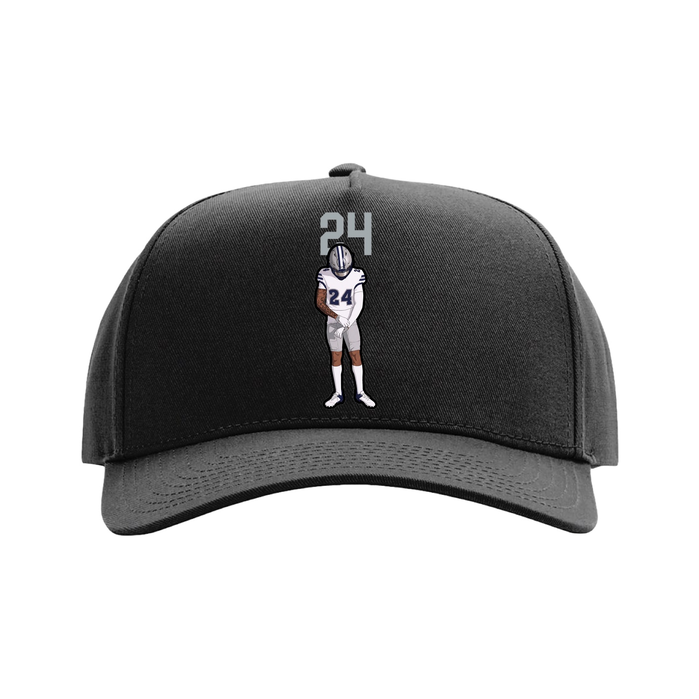 Full Fabric Five-Panel Champ Cap — Number Top in Black
