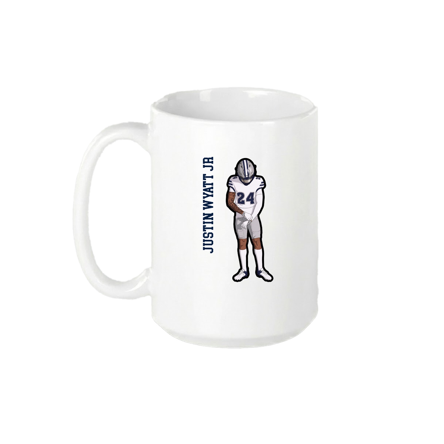 15oz Coffee Mug — Name Vertical in White