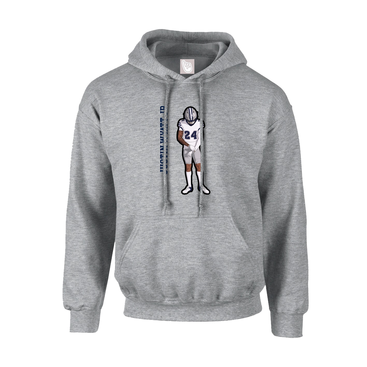 Hoodie — Name Vertical in Grey