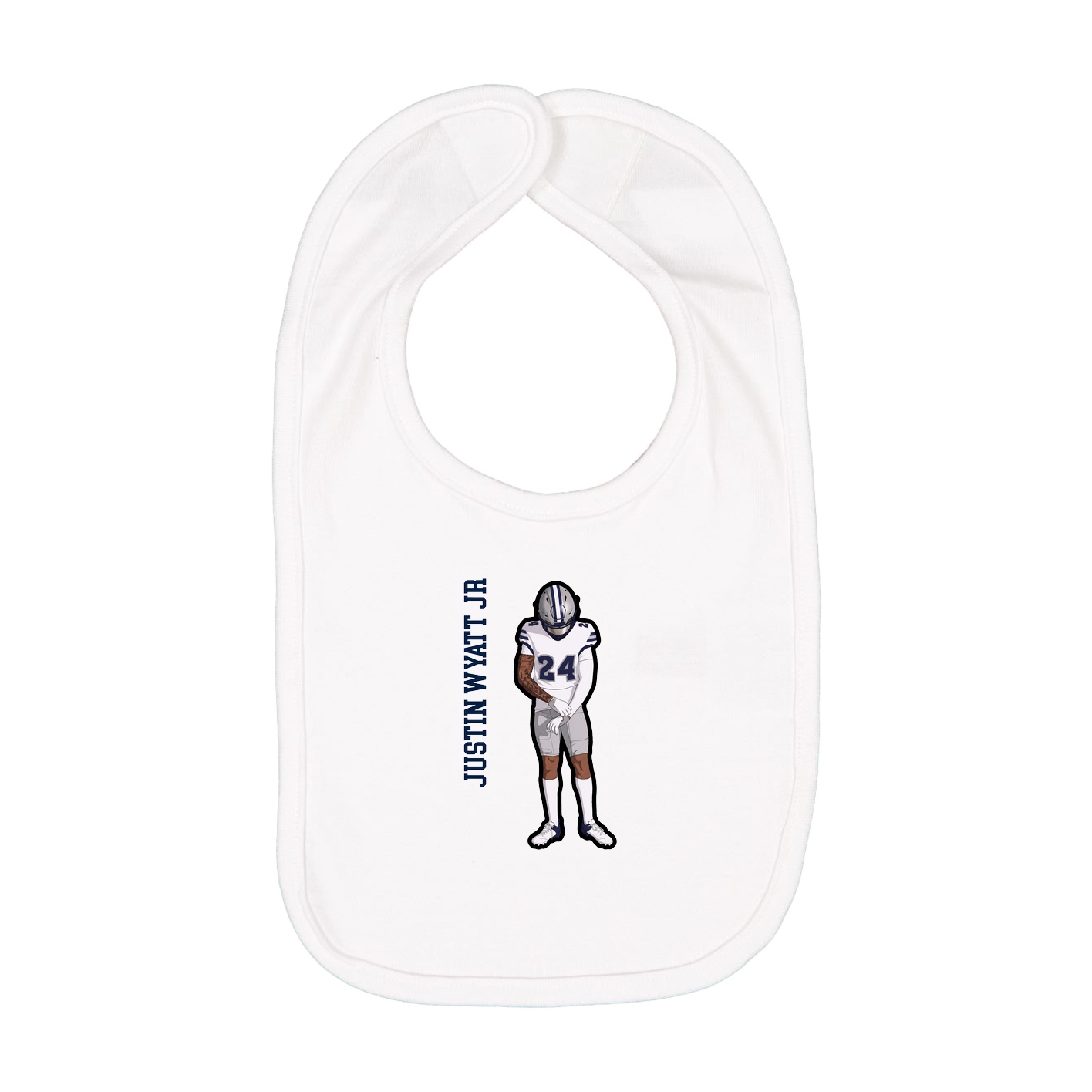 Infant Bib — Name Vertical in White
