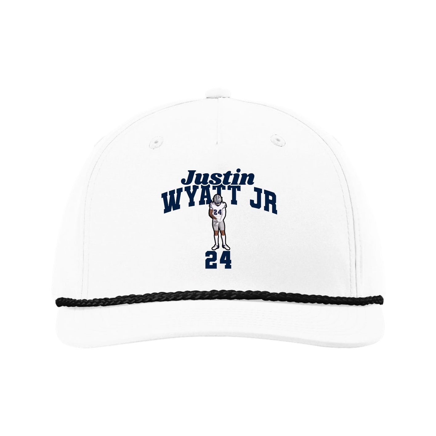 Five-Panel Classic Rope Cap — Signature Arch in White
