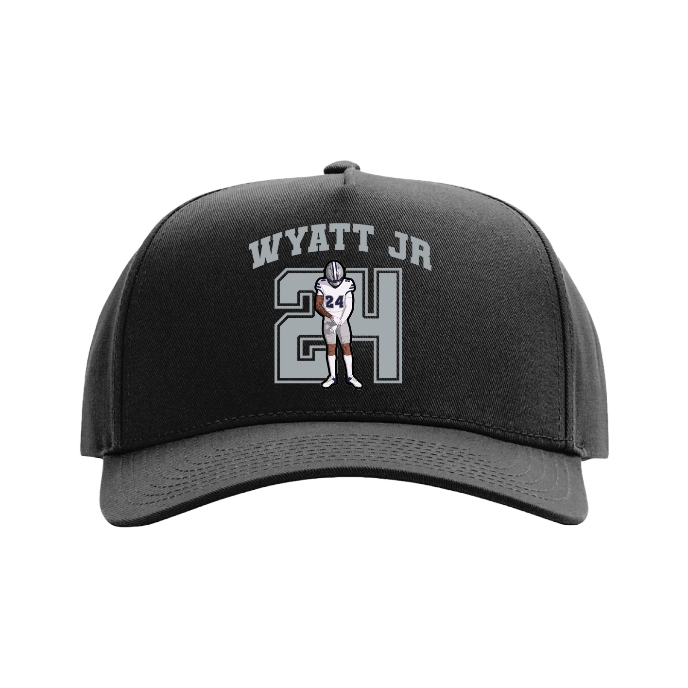 Full Fabric Five-Panel Champ Cap — Number in Black