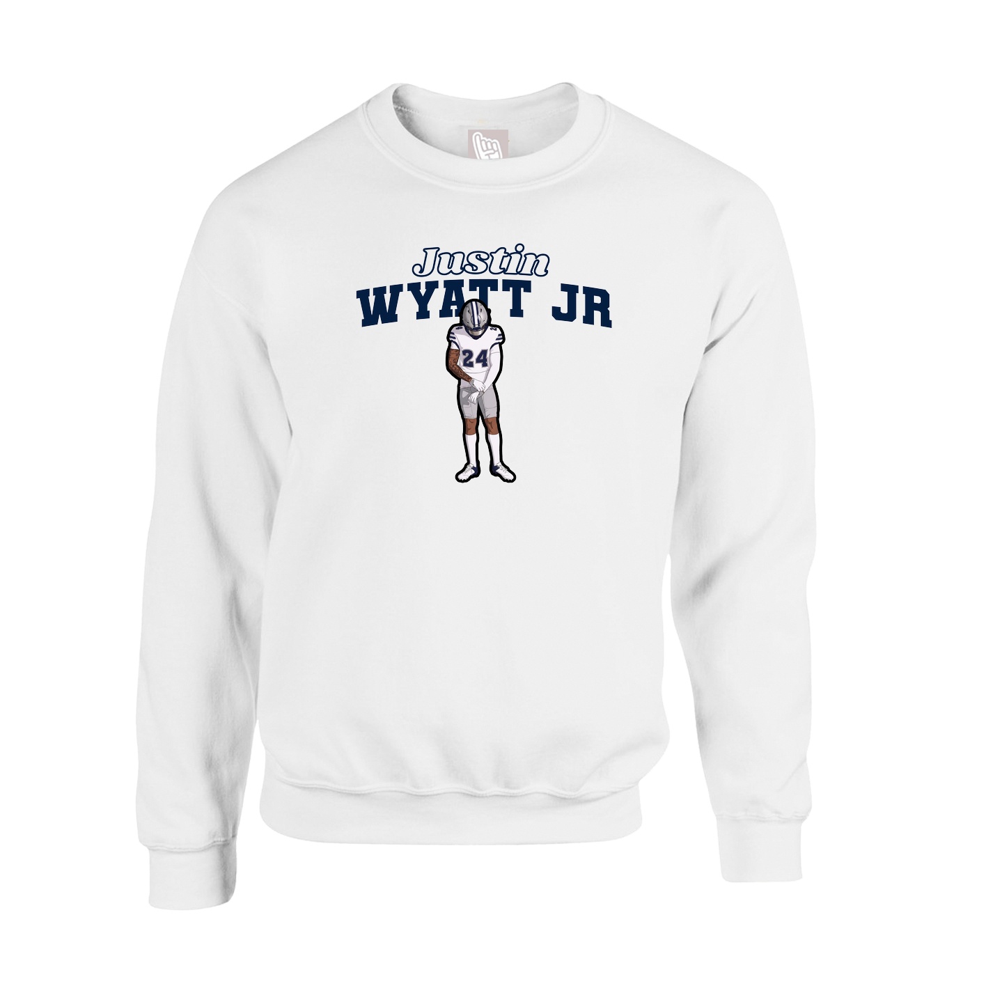 Fleece Crew — Name Arch in White