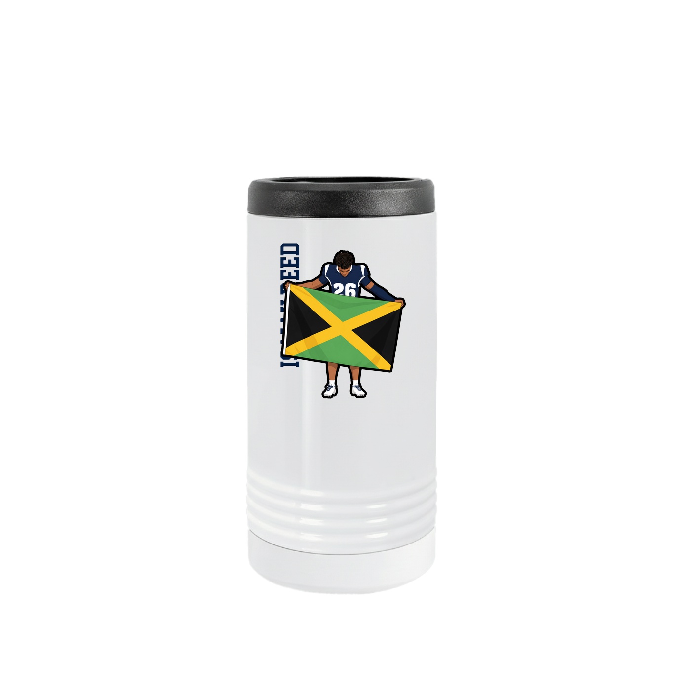 Slim Beverage Holder — Name Vertical in White