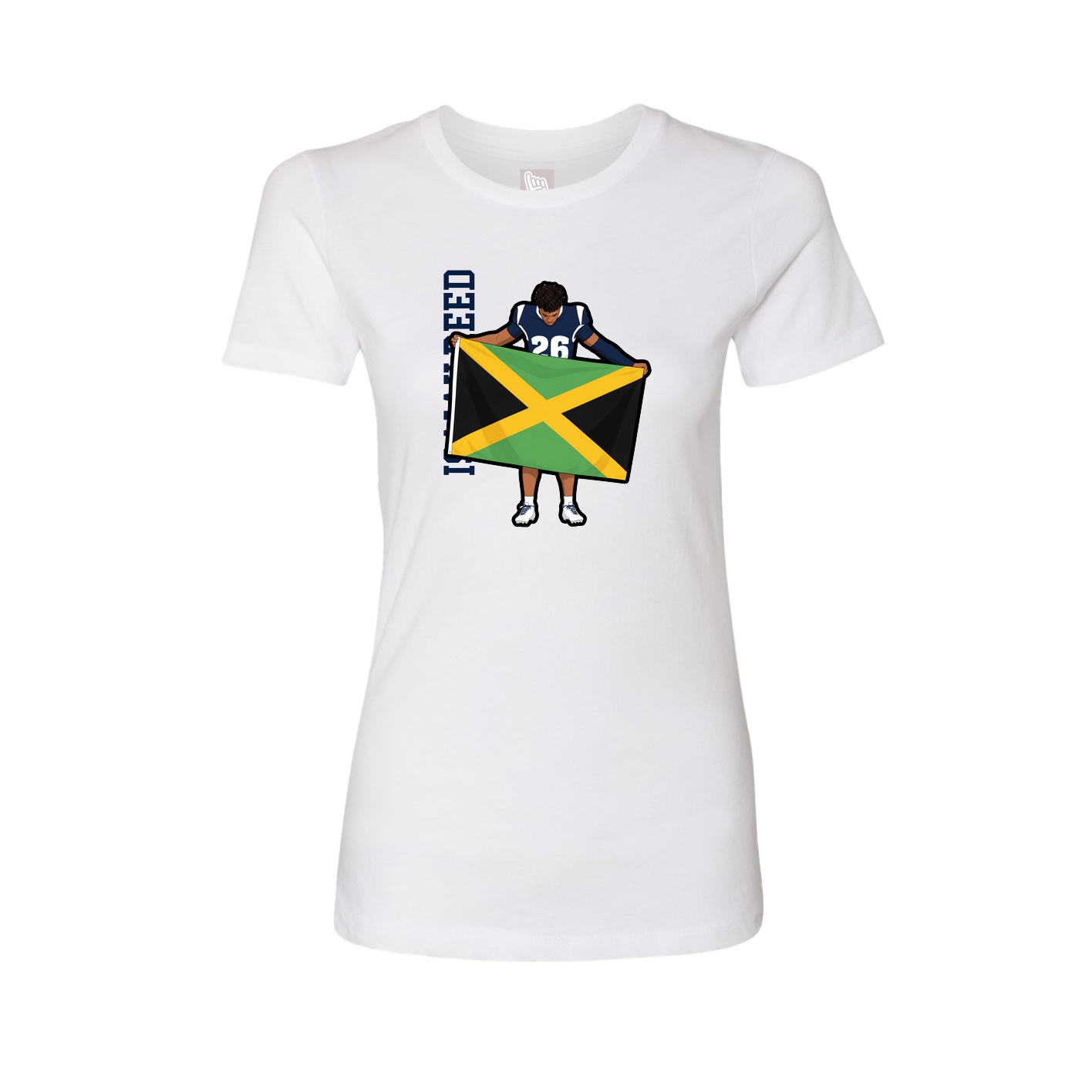 Fitted Women's Tee — Name Vertical in White