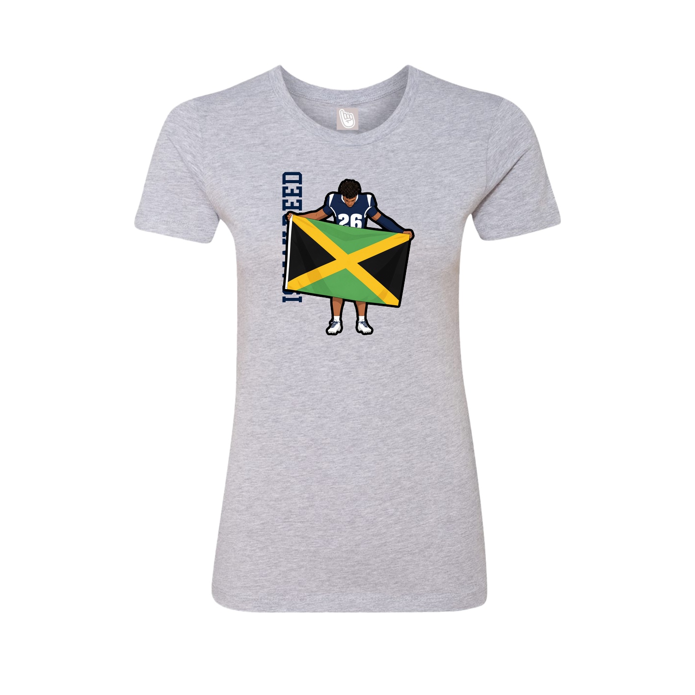 Fitted Women's Tee — Name Vertical in Grey