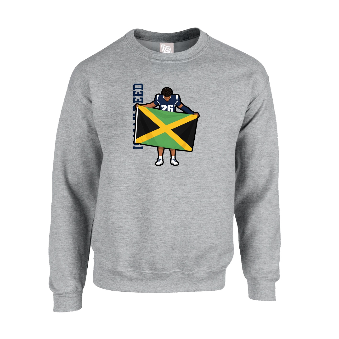 Fleece Crew — Name Vertical in Grey