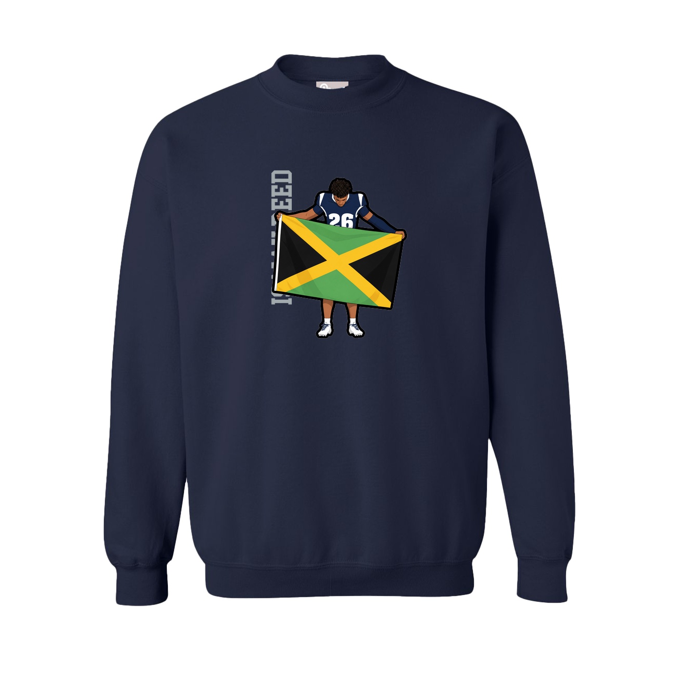Fleece Crew — Name Vertical in Navy