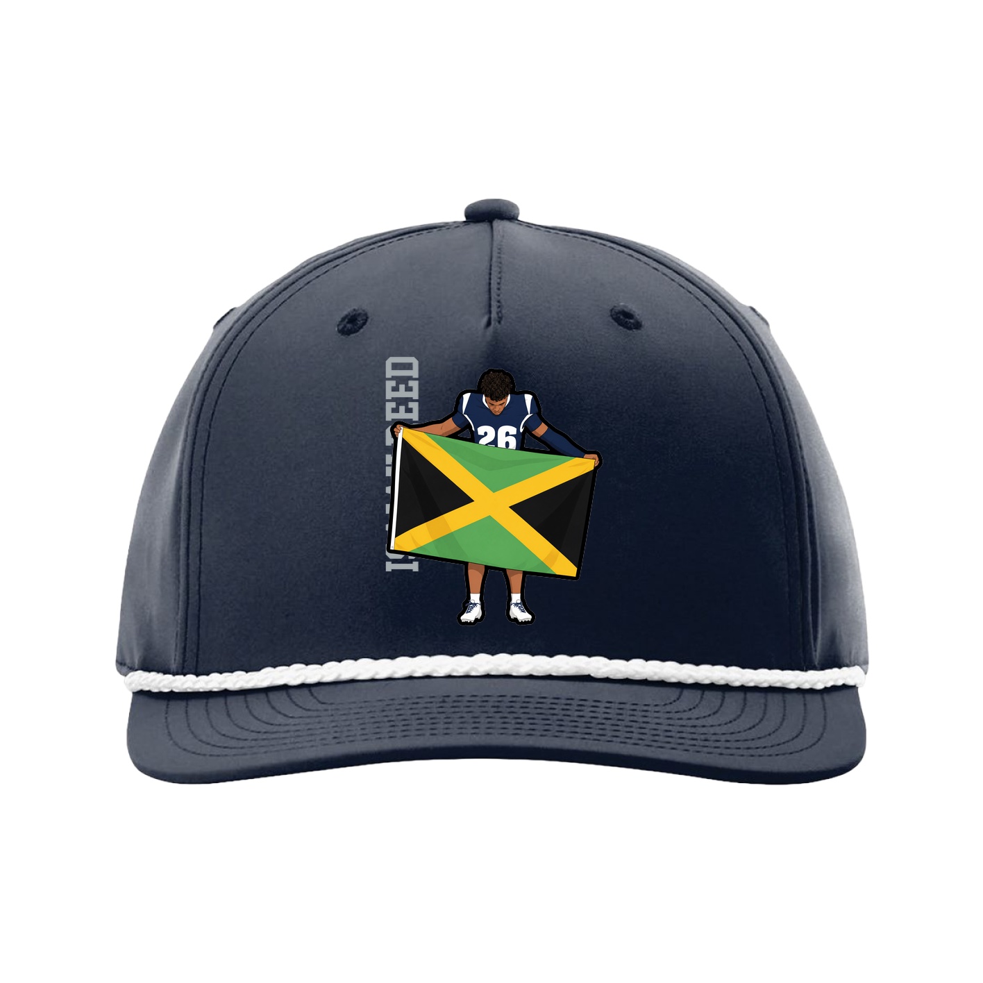 Five-Panel Classic Rope Cap — Name Vertical in Navy