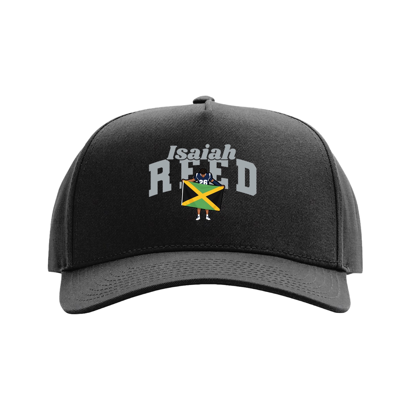 Full Fabric Five-Panel Champ Cap — Signature Arch in Black