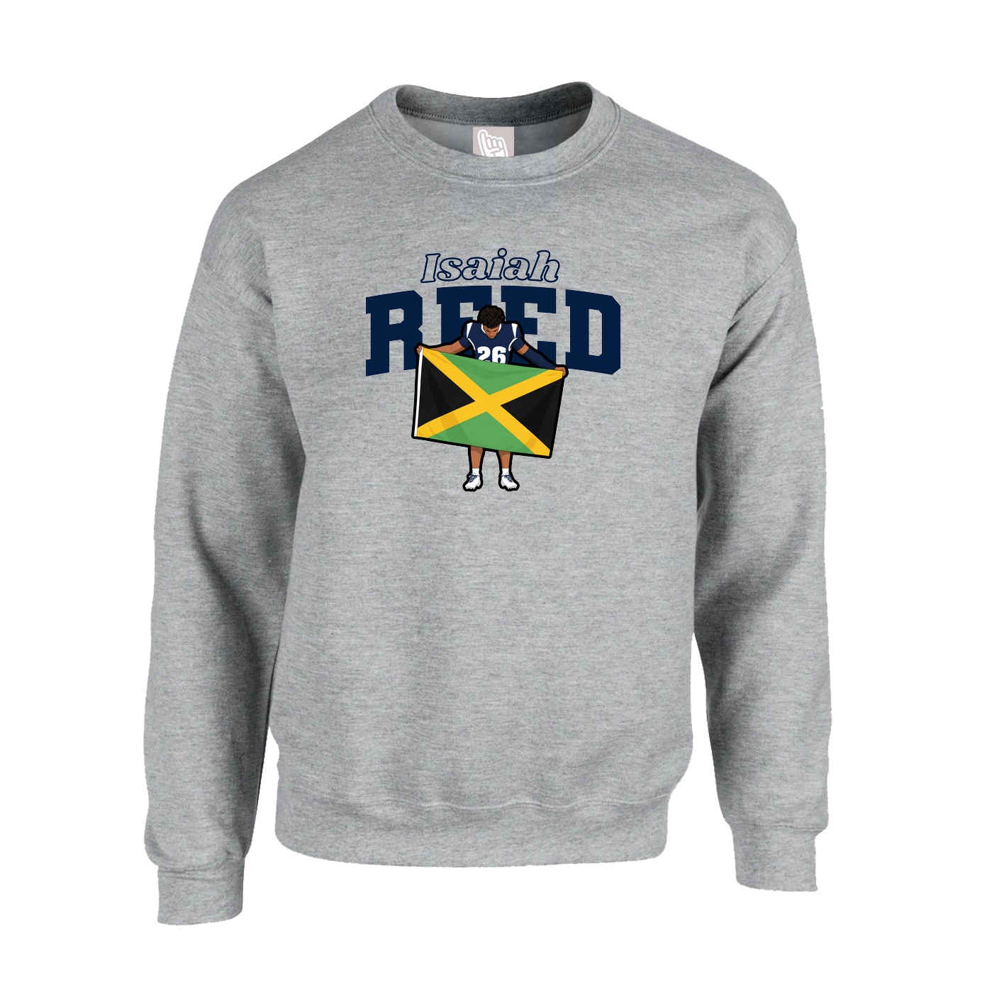 Fleece Crew — Name Arch in Grey