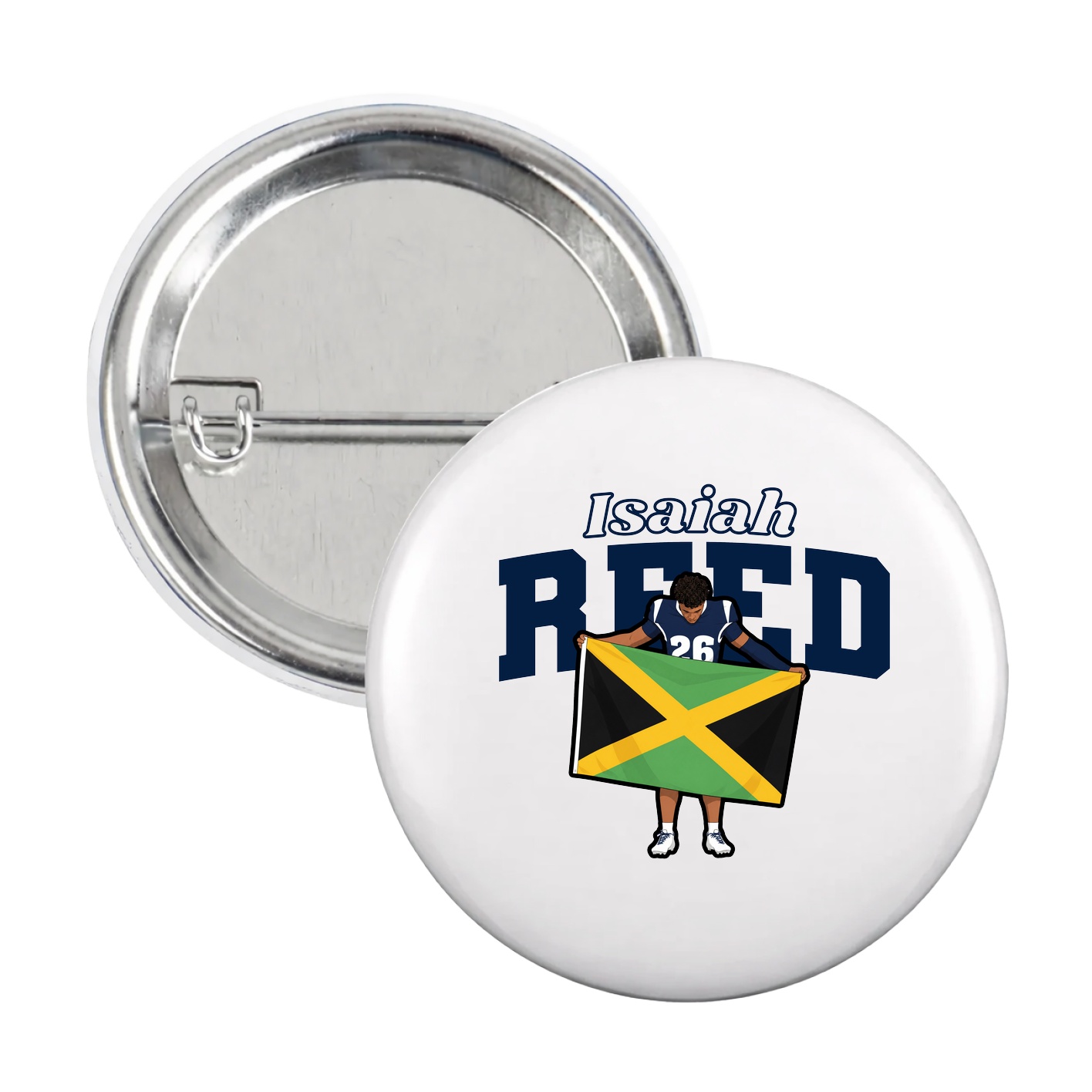 Game Day Button — Name Arch in White