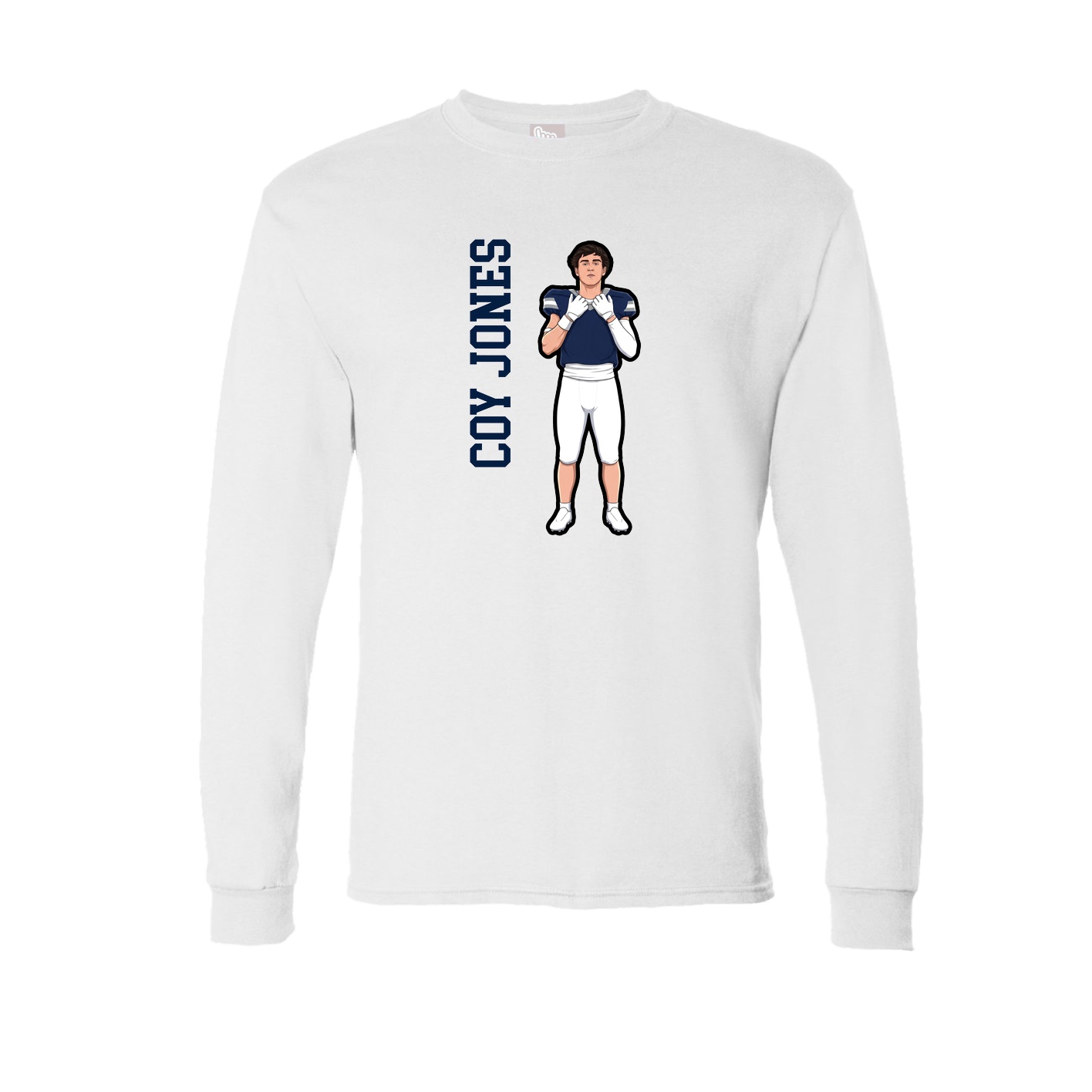 Long Sleeve Tee — Name Vertical in White