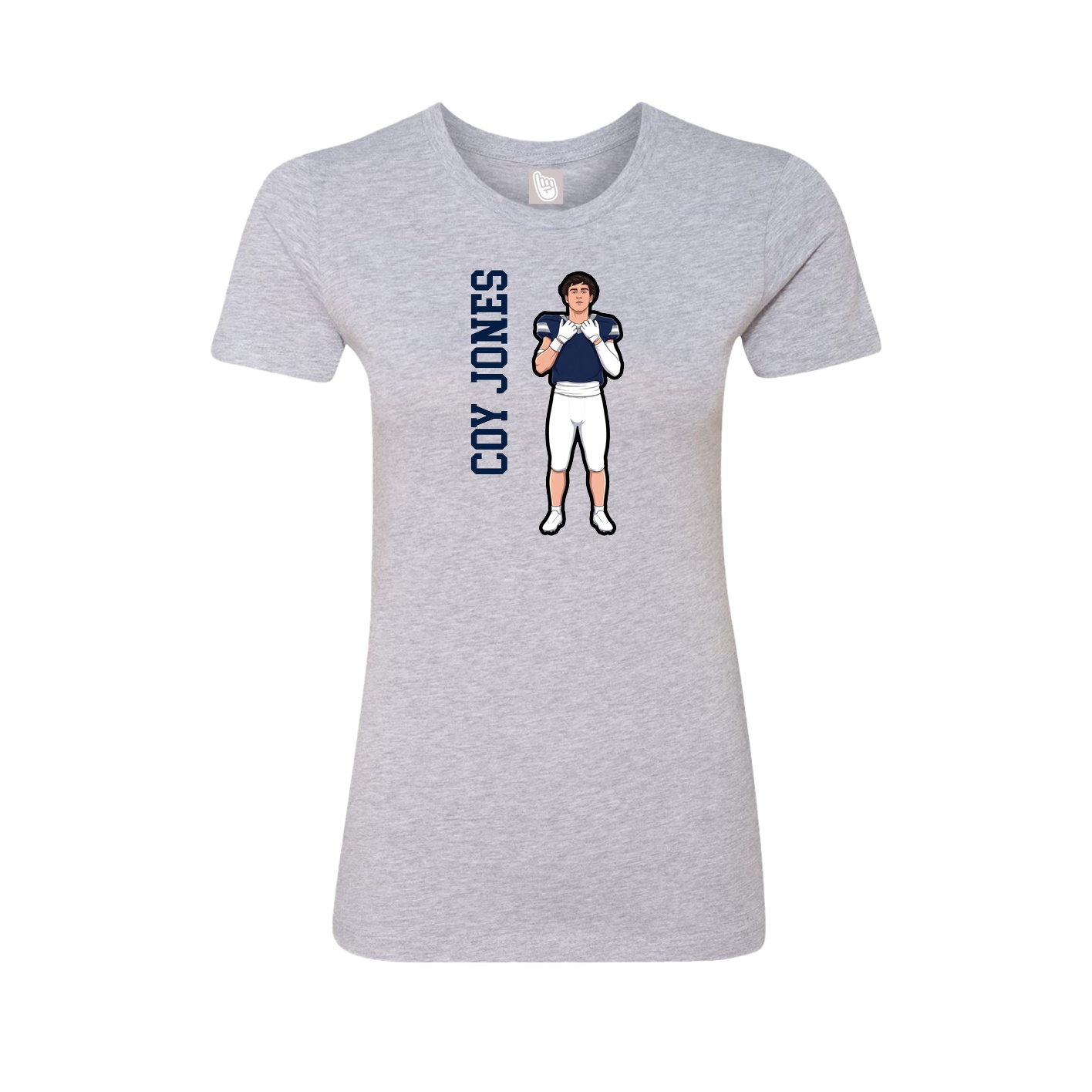 Fitted Women's Tee — Name Vertical in Grey