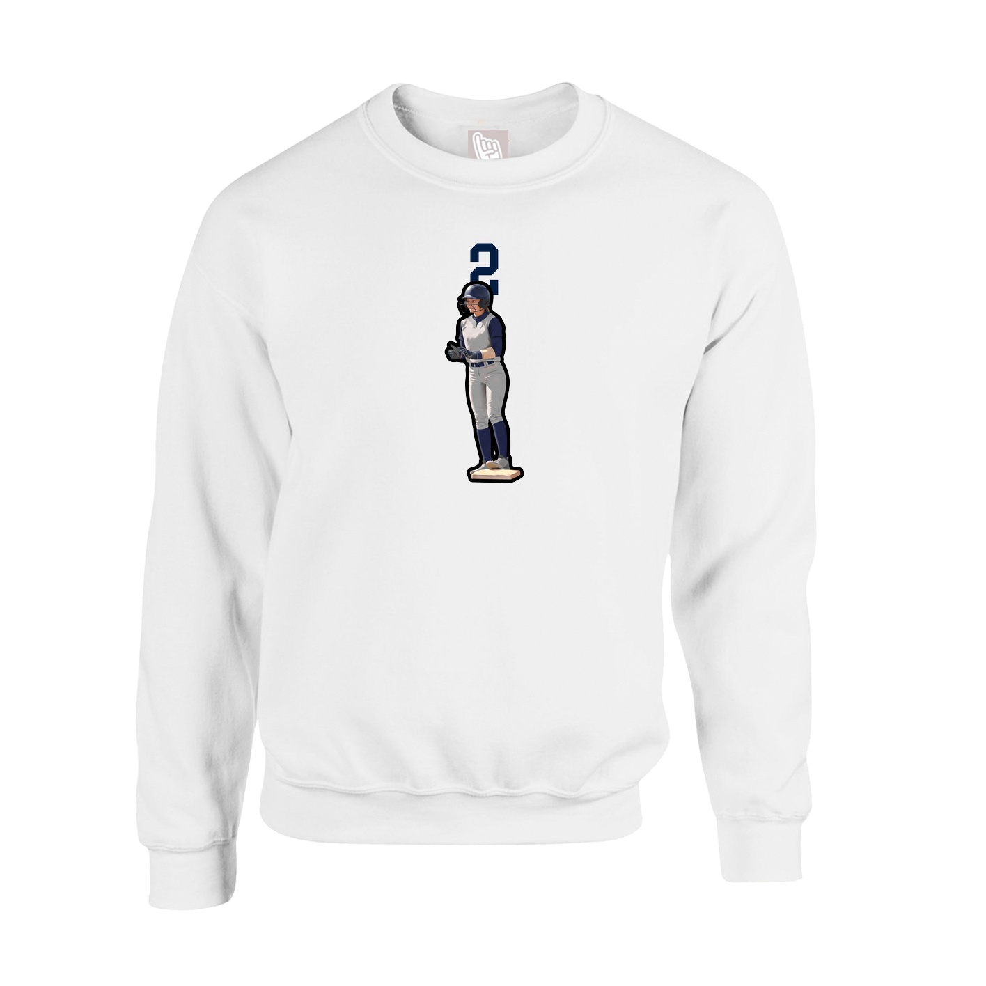 Fleece Crew — Number Top in White
