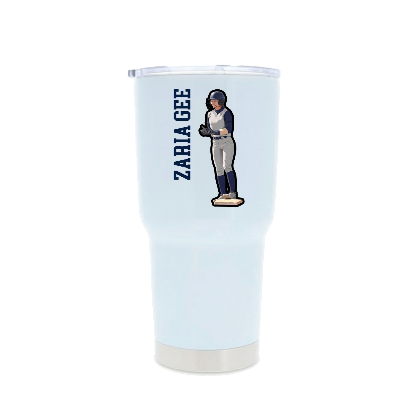 30oz Stainless Steel Tumbler — Name Vertical in White