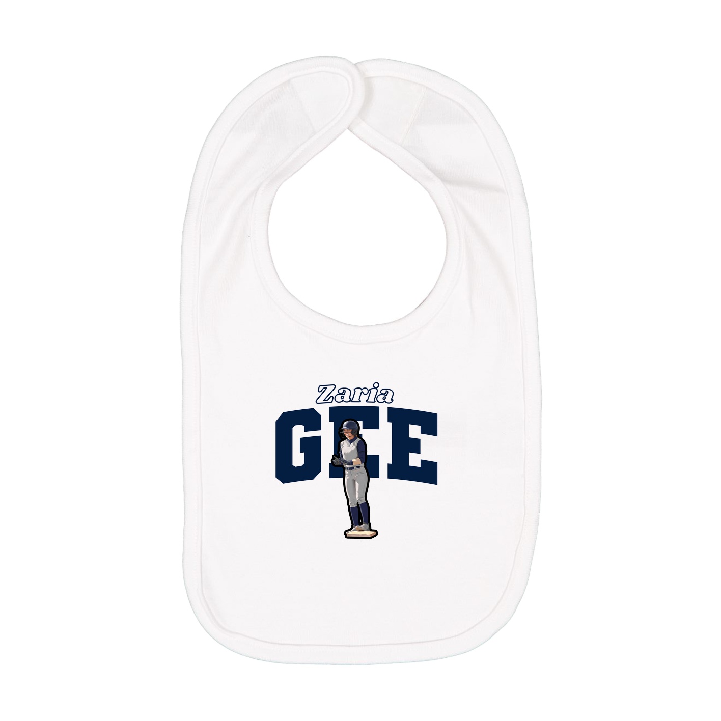 Infant Bib — Name Arch in White