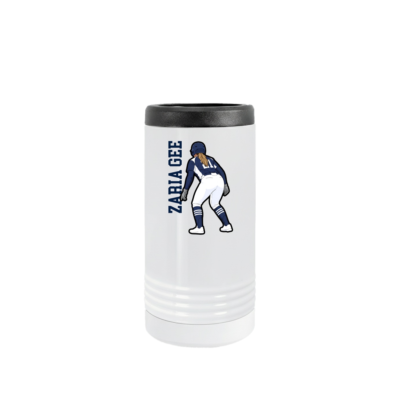 Slim Beverage Holder — Name Vertical in White